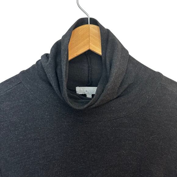 Habitat Cotton Turtleneck Tunic Top Black Medium Rayon Blend Stretch Minimalist - Picture 4 of 6